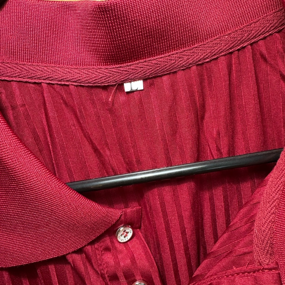 ONZCY Men’s Ribbed Stretch Polo Shirt NWT - Wine Red, Size Large - Picture 8 of 8